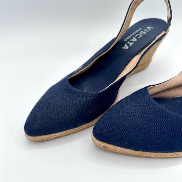Viscata Women’s Blue Wedge Heel Slingback Sandals Navy Nautical Classic Size 42 - Picture 3 of 9